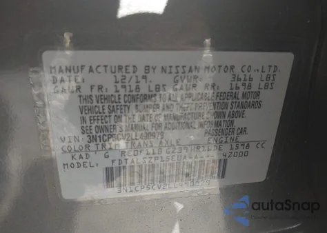 2020 Nissan Kicks Sv Xtronic Cvt from USA, damaged, VIN 3N1CP5CV2LL490979